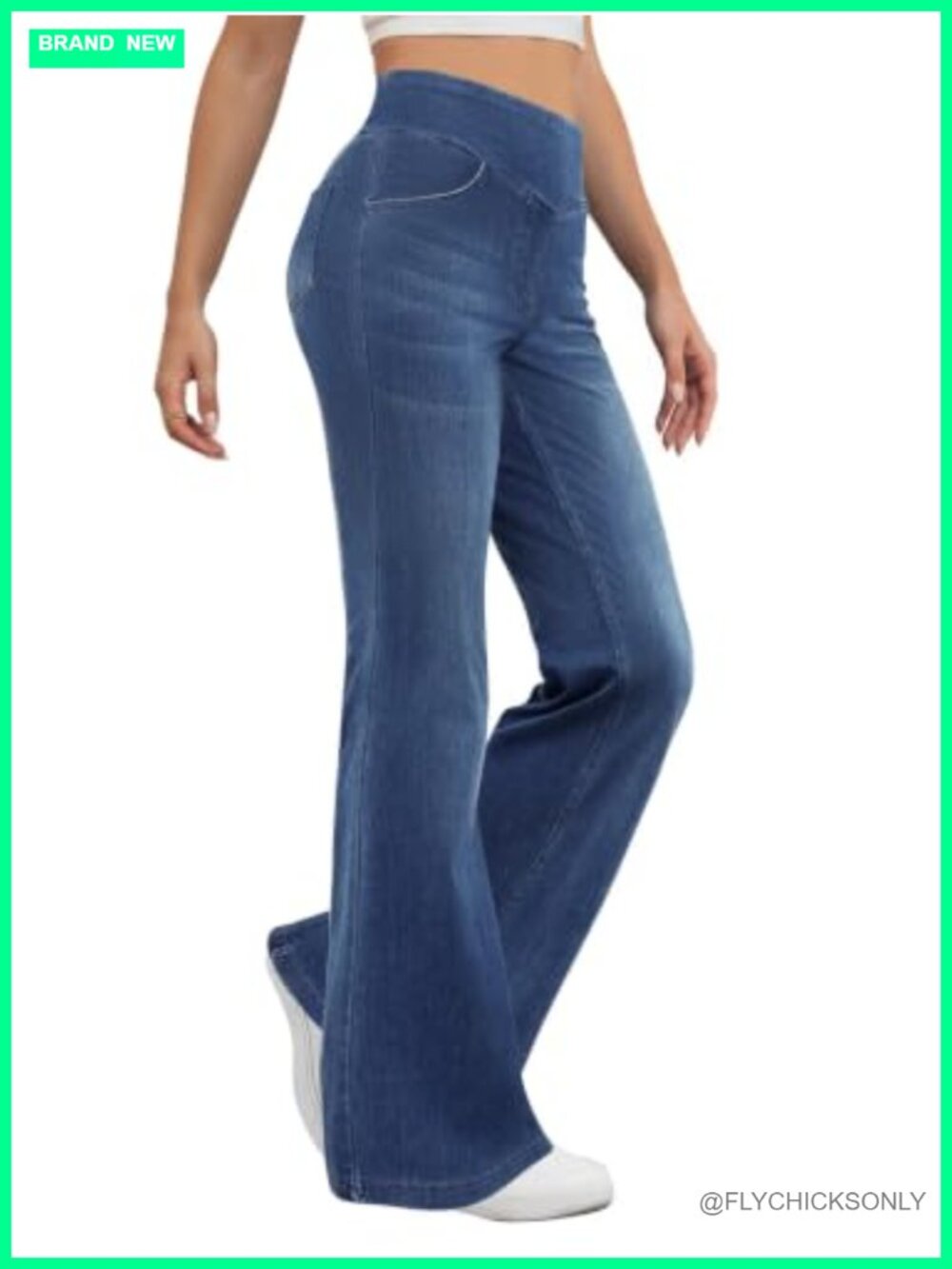 Pull On Bootcut Jeans for Women Stretchy High Rise Flare Denim